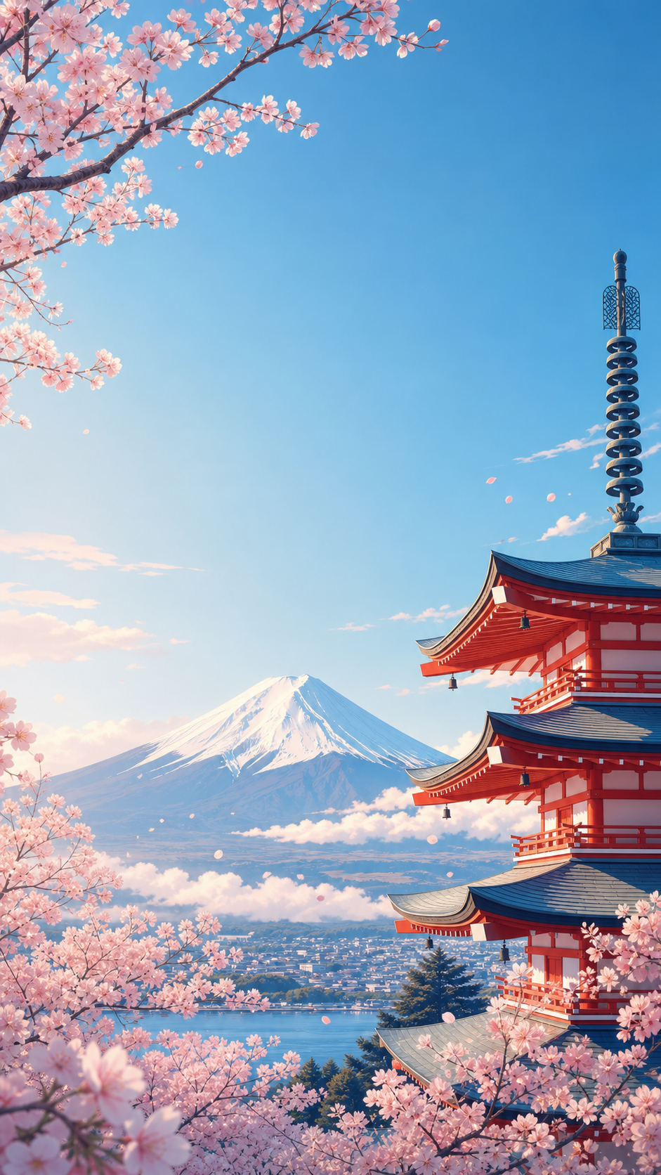 Mount Fuji and cherry blossoms